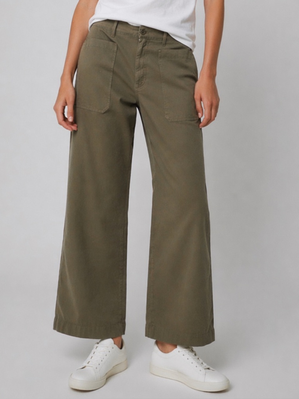 Ralph Lauren Olive Green Wide-Leg Utility Pants